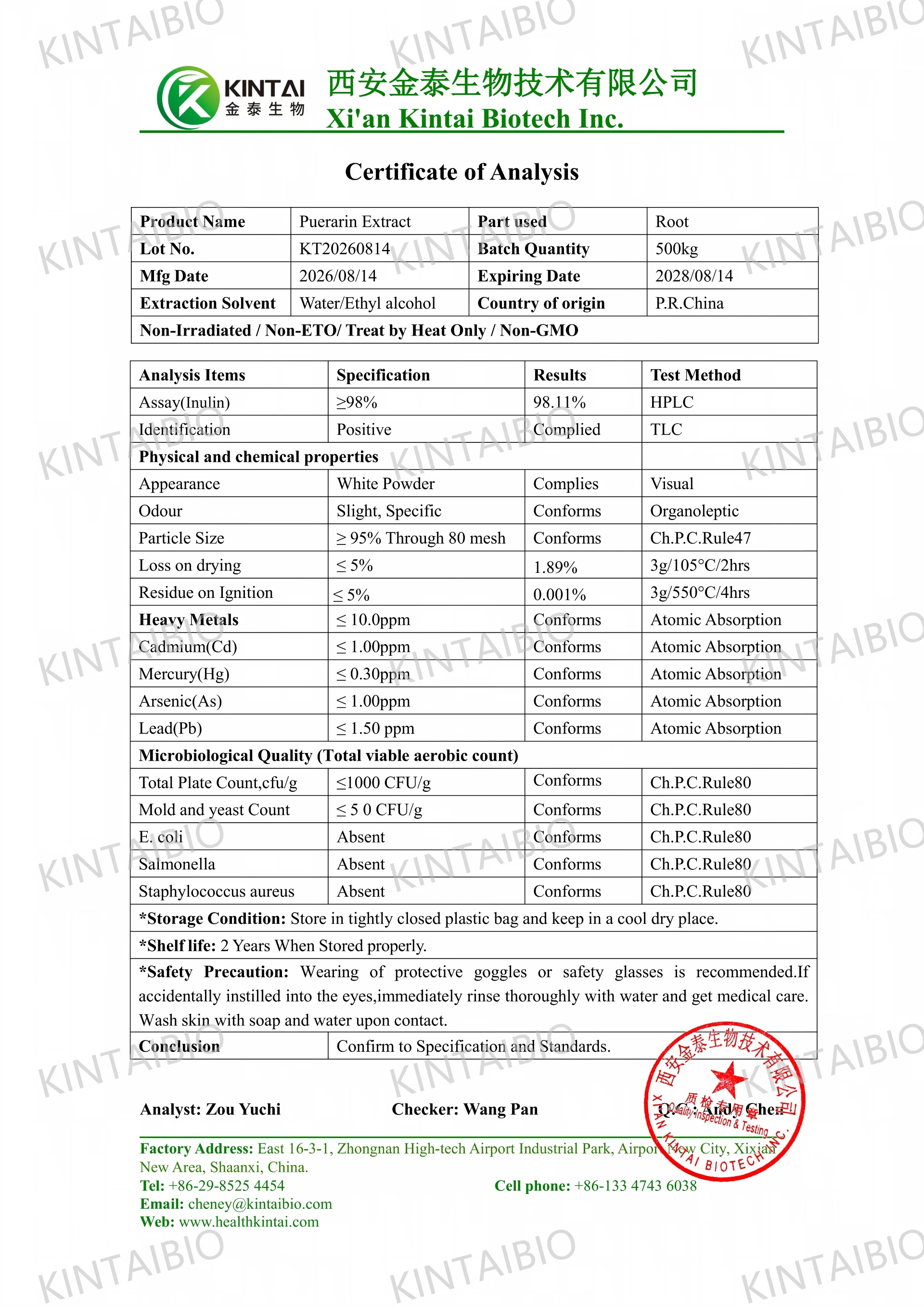 KT-COA of Puerarin Extract01 KT-COA of Puerarin Extract01
